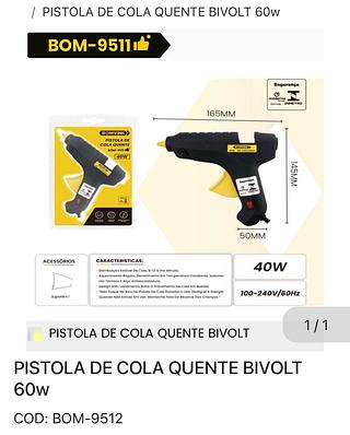 Pistola de cola quente bivolt 40W