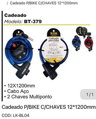 Cadeado para bicicleta com chaves