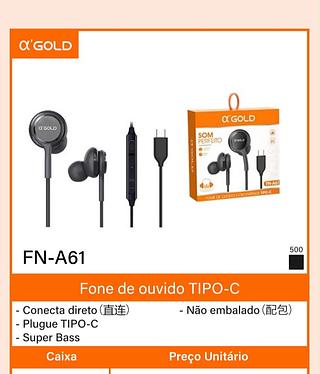 Fone com fio TIPO-C a‘GOLD