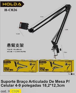 Suporte braço articulado de mesa para celular