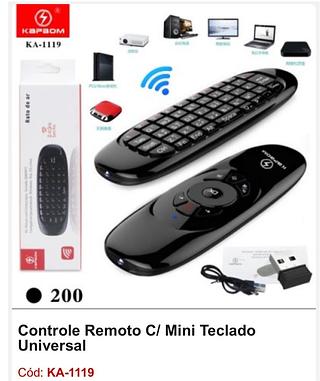 Controle remoto com mini teclado universal