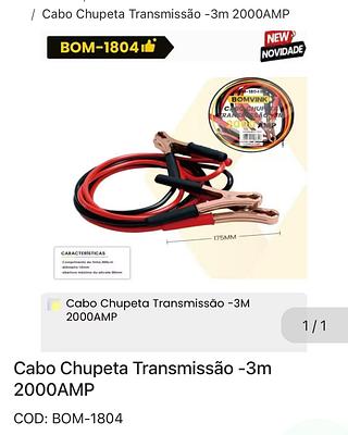 Cabo chupeta transmissão-3m 2000AMP