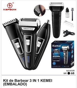 Kit de barbear 3 em 1 Kemei