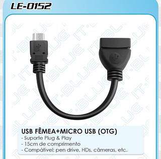 Cabo USB Fêmea + Micro USB (OTG)