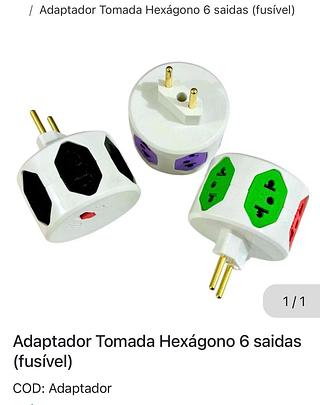 Adaptador tomada hexágono com 6 saídas