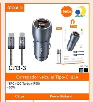 Kit carregador veicular TIPO-C para TIPO-C 9.1A