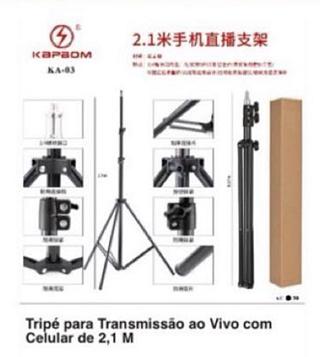 Tripé para transmissão ao vivo com celular 2.1m