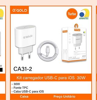KIt carregador USB-C para IOS 6.1A