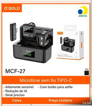 Microfone de lapela sem fio TIPO-C
