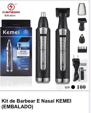 Kit de barbear e nasal Kemei