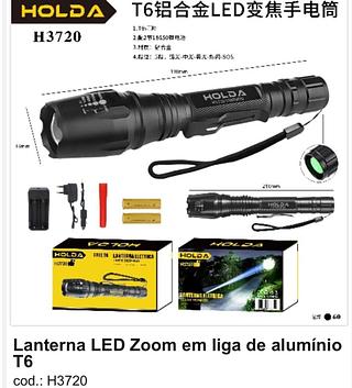 Lanterna LED zoom em liga de alumínio T6
