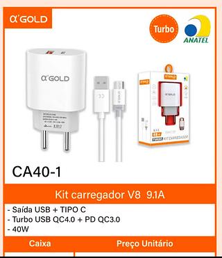 Kit carregador V8 9.1A