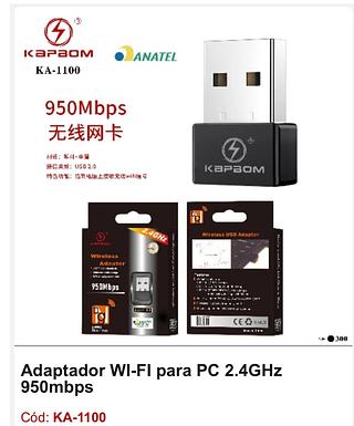 Adaptador WI-FI para PC 2.4GHz 950mbps