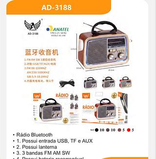 Rádio FM/AM Bluetooth