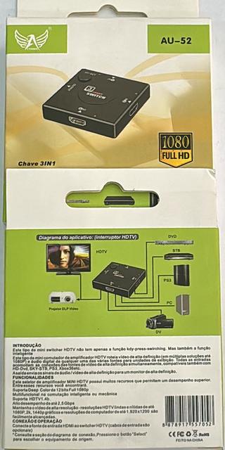 Hub switch HDMI 3 em 1