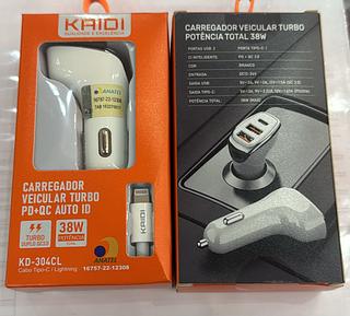 Kit carregador veicular IOS 38W KAIDI